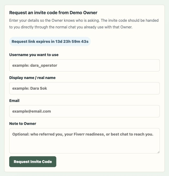 CatalogOps invite request form preview